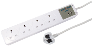 MultiGuard MGX-4UB – Surge Protector , 1.5m extension lead, 4 UK Sockets & 2 x USB