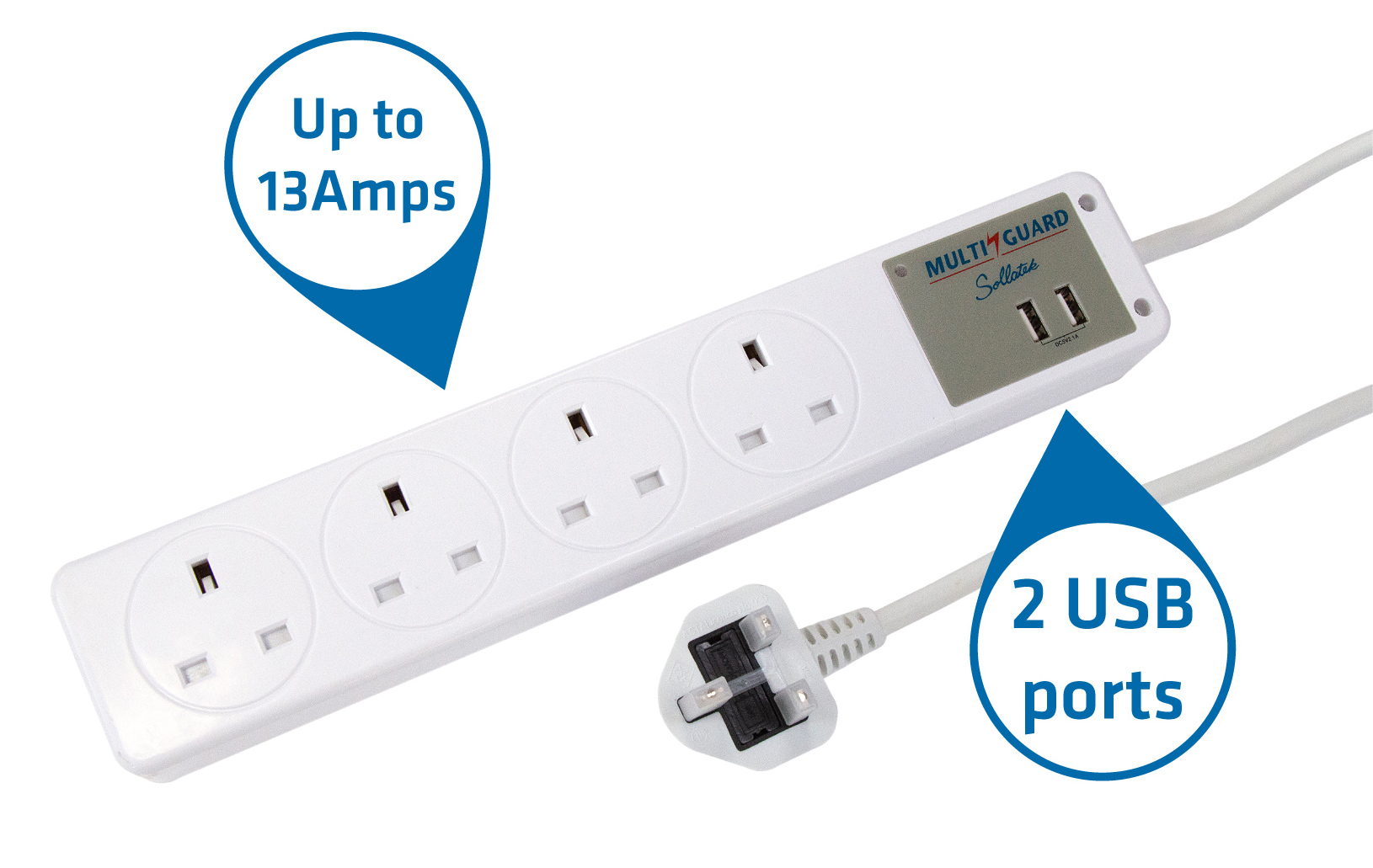 thumbnail image 2 of 4-Outlet Wall Mount Surge Protector With 2 USB Ports – Heavy Duty Indoor/Outdoor 2 of 6
