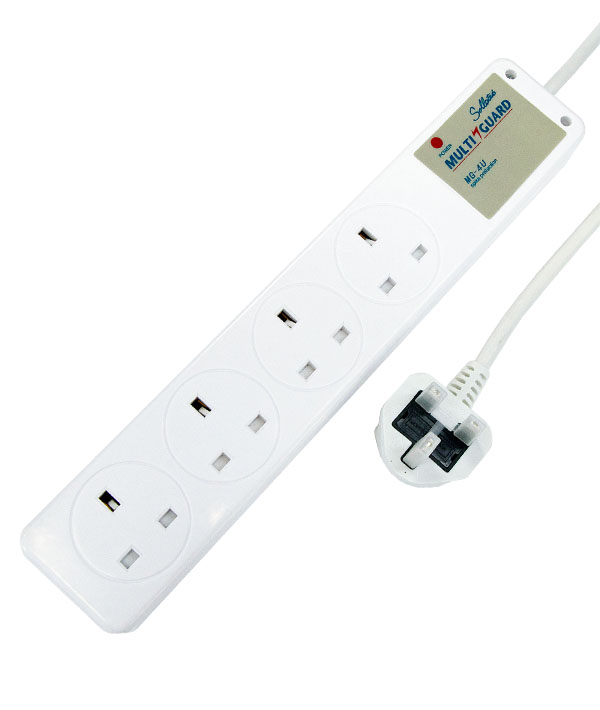 MultiGuard Surge Protector 1.5m extension lead 4 UK Sockets - Sollatek